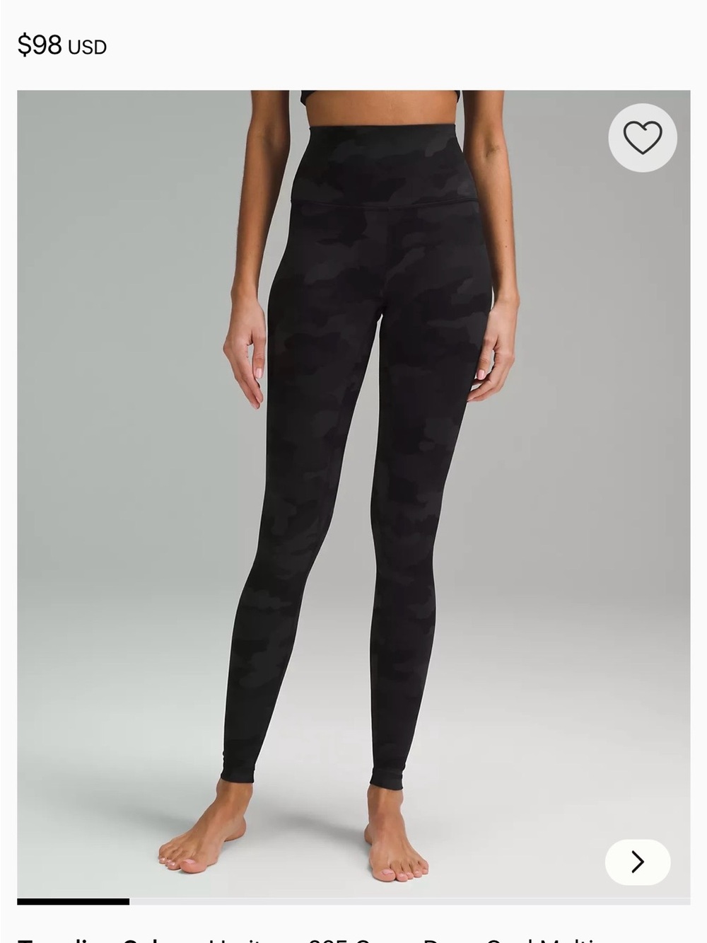 Lululemon High-Waist Black Camo Leggings